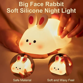 Squishy Rabbit Bedside Lamp – Rechargeable Dimmable Silicone Night Light