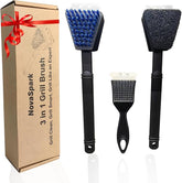 Nylon Grill Brush – No Wire Bristle BBQ Cleaning Kit with Safe Scraper