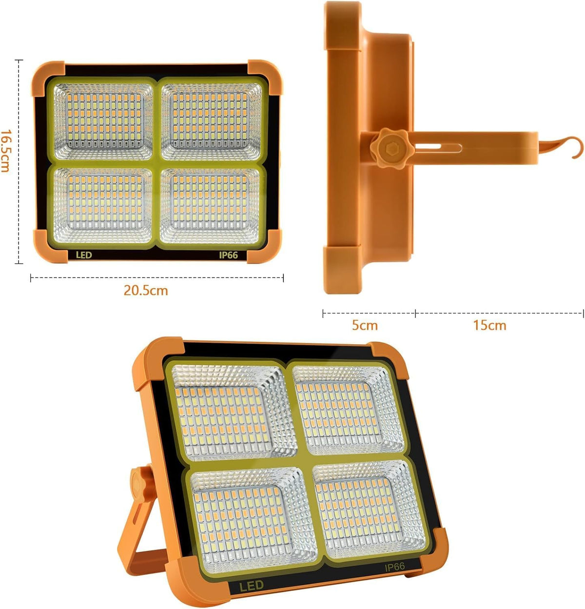 Portable LED Solar Work Light – 100W 10000LM Rechargeable Floodlight
