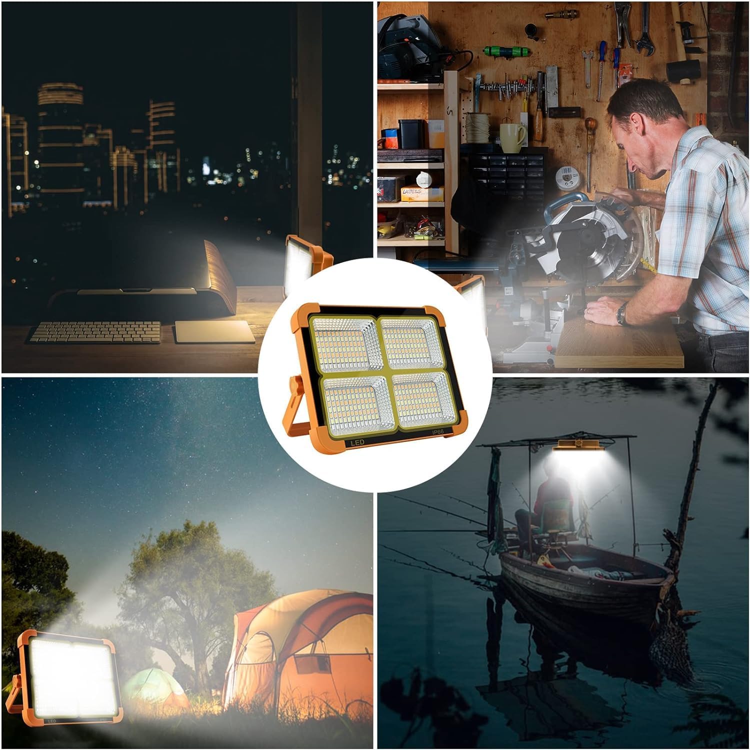 Portable LED Solar Work Light – 100W 10000LM Rechargeable Floodlight