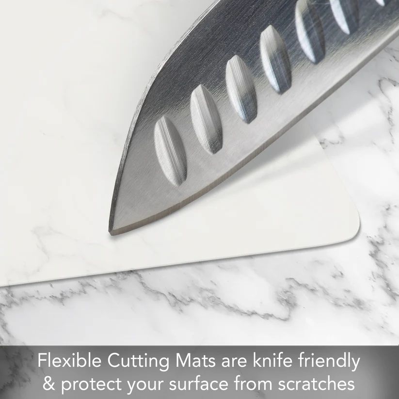 Set of 2 Flexible Cutting Board Mats – Clear Frosted – BPA Free – Made in USA