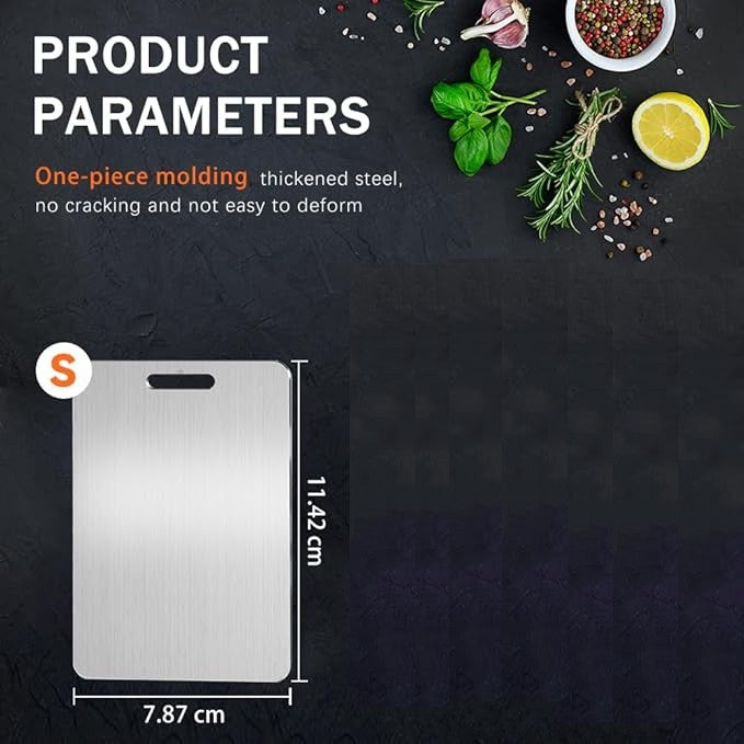 Stainless Steel Cutting Board – 11.4″ x 7.9″ – 316 Food Grade with Titanium Reinforcement