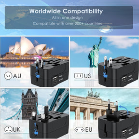 VELIKE Travel Adapter Worldwide – Universal Plug Converter with USB-C & USB