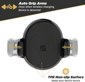 SCOSCHE MagicGrip FreeFlow Auto-Grip Wireless Charging Phone Vent Mount – Qi-Certified Fast Charger