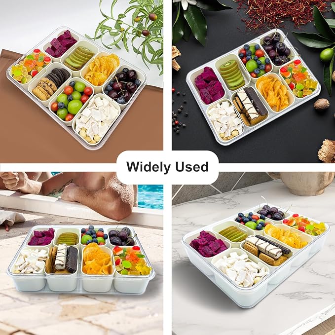 Deposition Snack Box Deli Container – 8-Compartment Transparent Tray with Lid & Handle