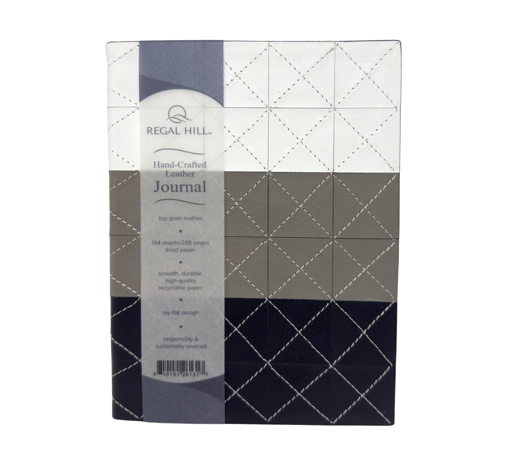 Tri Color Patchwork - Regal Hill Genuine Leather & Suede Lined Journal – Narrow Rule Notebook – 6″ x 8"