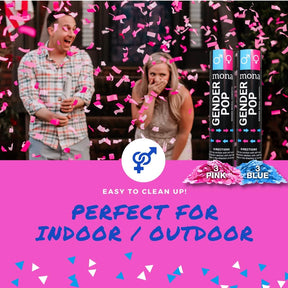 6pk Mona Gender Reveal Confetti Cannon – Baby Gender Reveal Party Supplies Kit