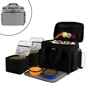 Dog Travel Bag – 20L Pet Travel Set with Bowls, Food Carriers & Feeding Mat – Airline Approved