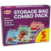 5pc Portable Storage Bag Combo Pack – Heavy-Duty Reusable Organizer Bags with Handles