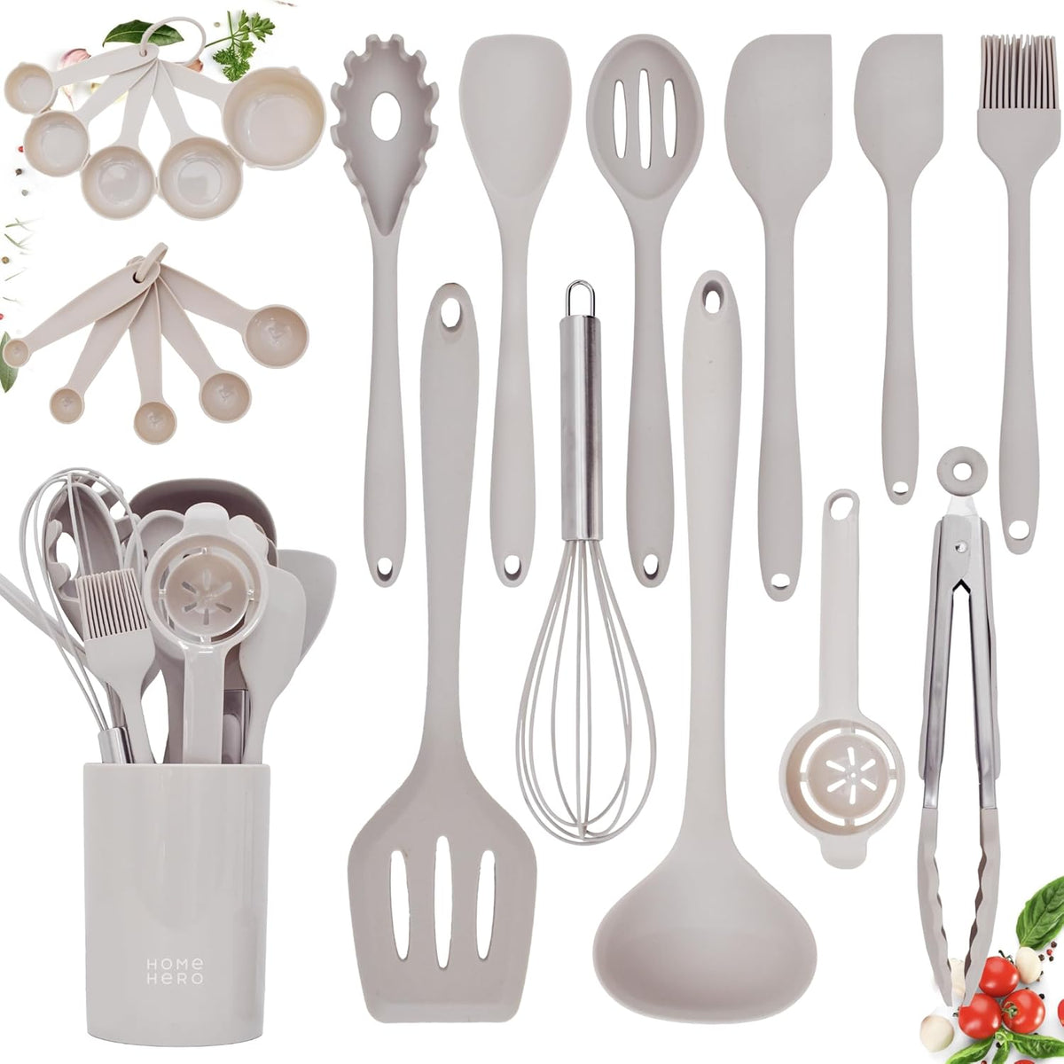 Home Hero 22-Piece Silicone Kitchen Utensils Set with Holder