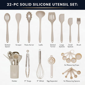 Home Hero 22-Piece Silicone Kitchen Utensils Set with Holder