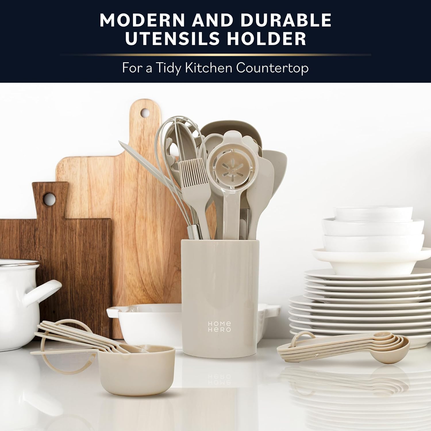 Home Hero 22-Piece Silicone Kitchen Utensils Set with Holder