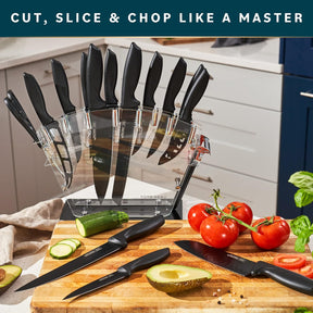 Home Hero 20-Piece Kitchen Knife Set with Block & Built-In Sharpener