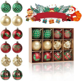 12pc Christmas Ornament Bulb Set – Glittery Shatterproof Tree Decorations