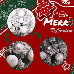 12pc Christmas Ornament Bulb Set – Glittery Shatterproof Tree Decorations