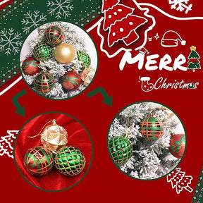 12pc Christmas Ornament Bulb Set – Glittery Shatterproof Tree Decorations