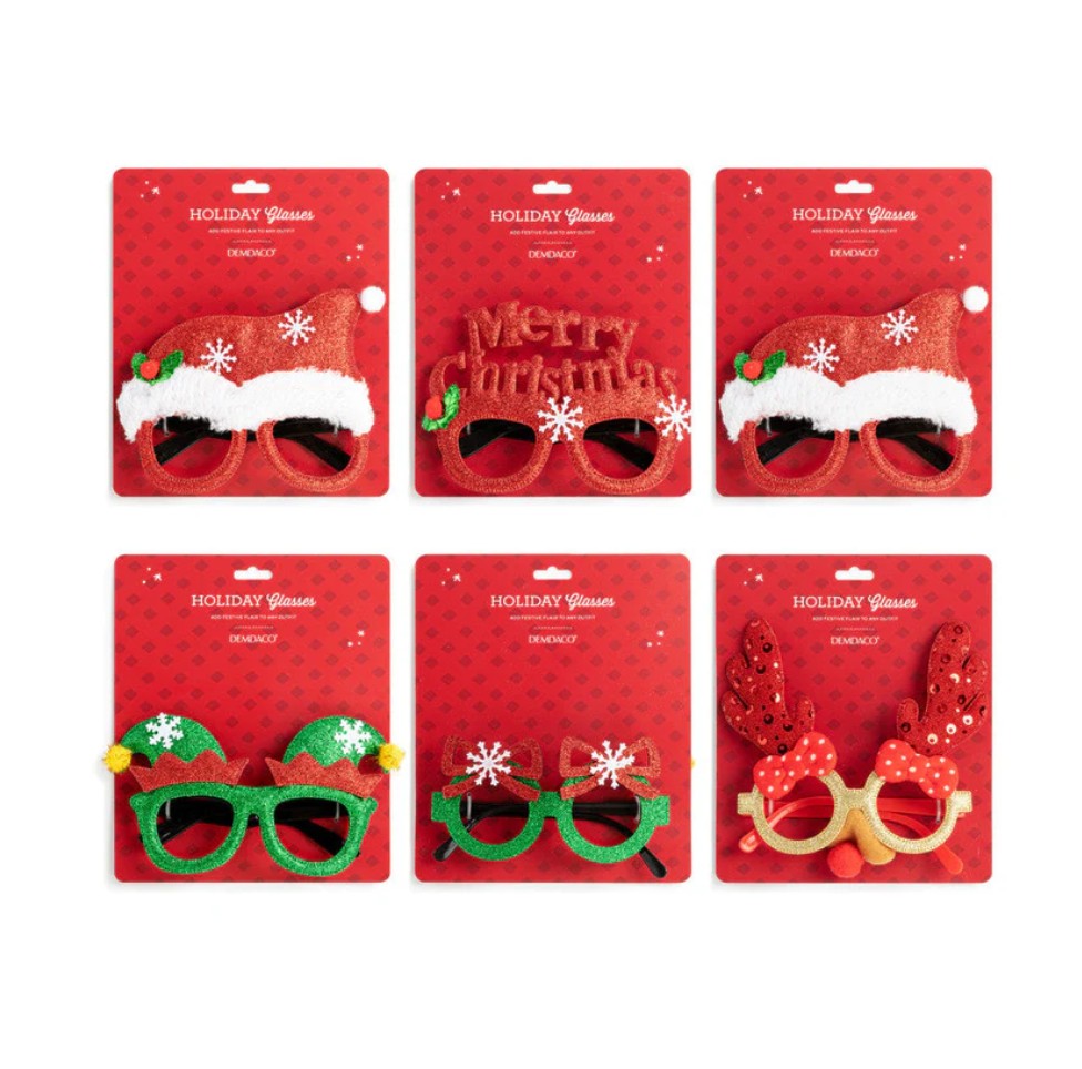 Demdaco Holiday Christmas Glasses – Fun Festive Eyeglasses, 6 Assorted Styles
