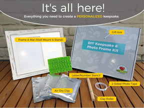 Baby Mushroom Farmhouse Hand & Footprint Keepsake Frame Kit – Rustic 9" x 11" Distressed Wood