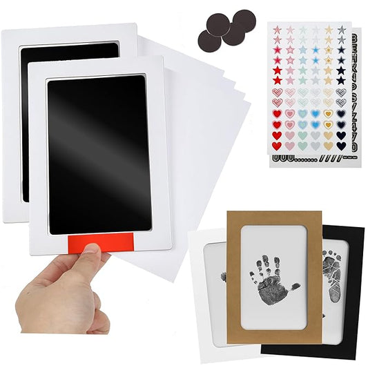 Ultimate Baby Ink Hand & Footprint Kit – 2-Pack Inkless Pad Stamp with Frame & Stencil