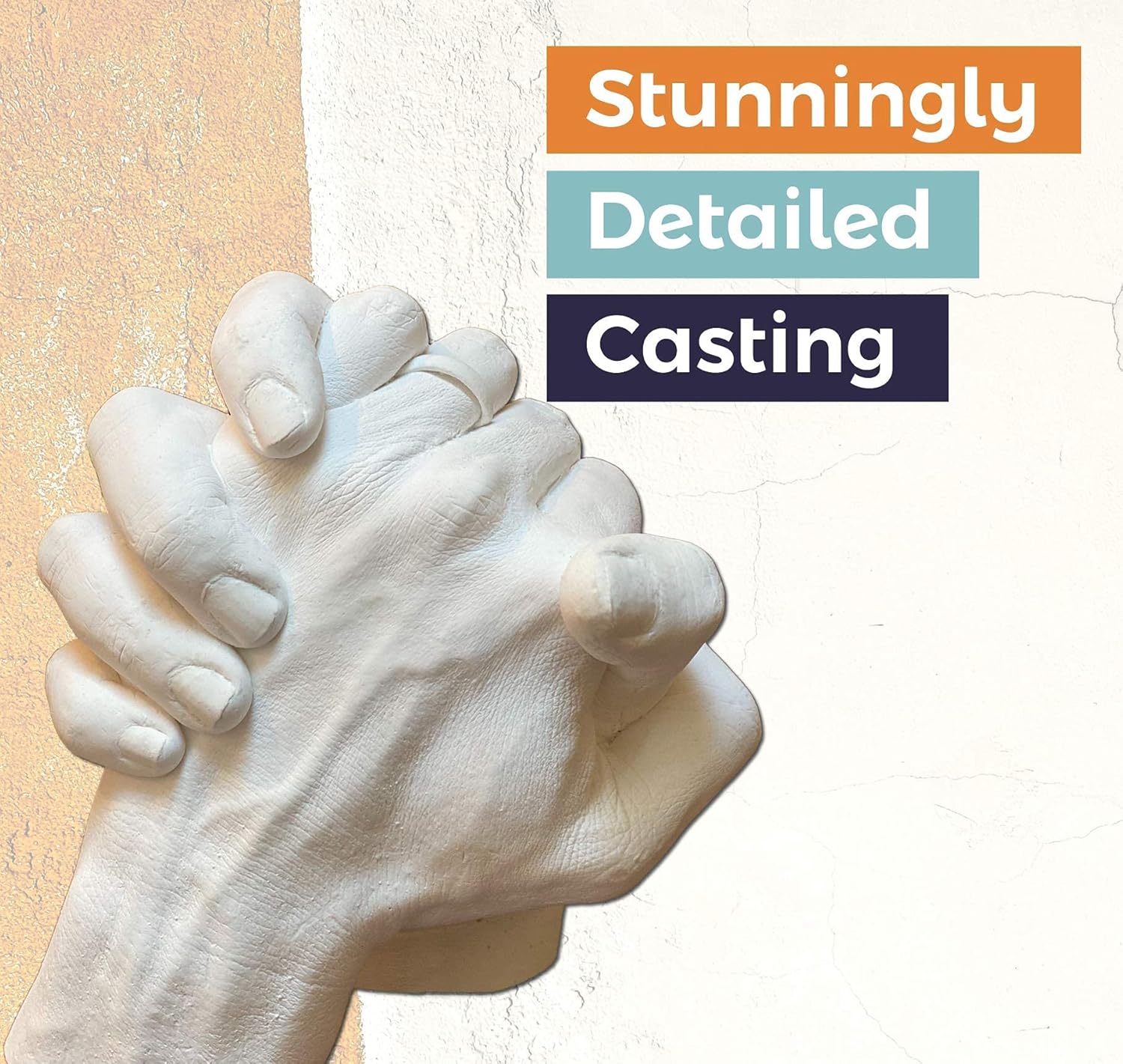 DIY Hand Casting Kit (Large) – Couples Holding Hands Plaster Mold with Reusable Bucket