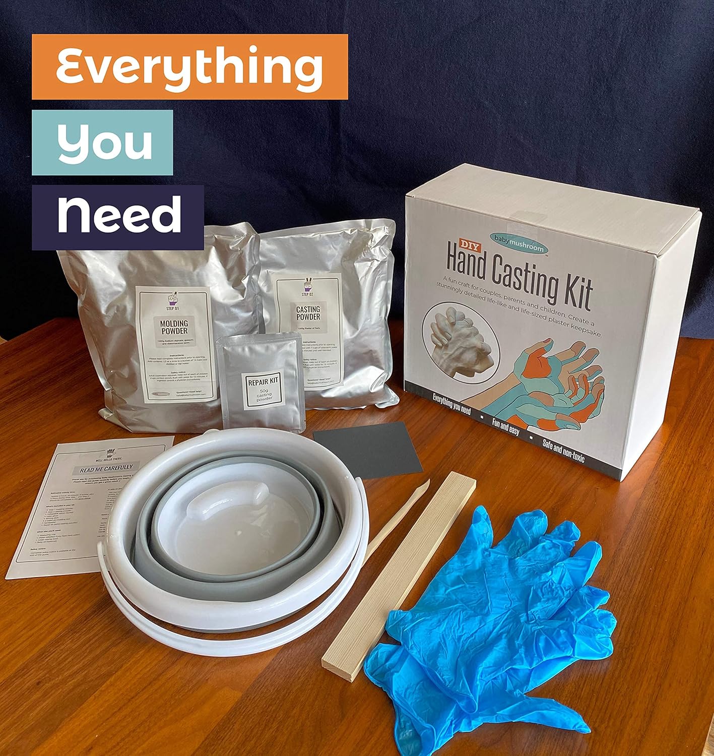 DIY Hand Casting Kit (Large) – Couples Holding Hands Plaster Mold with Reusable Bucket