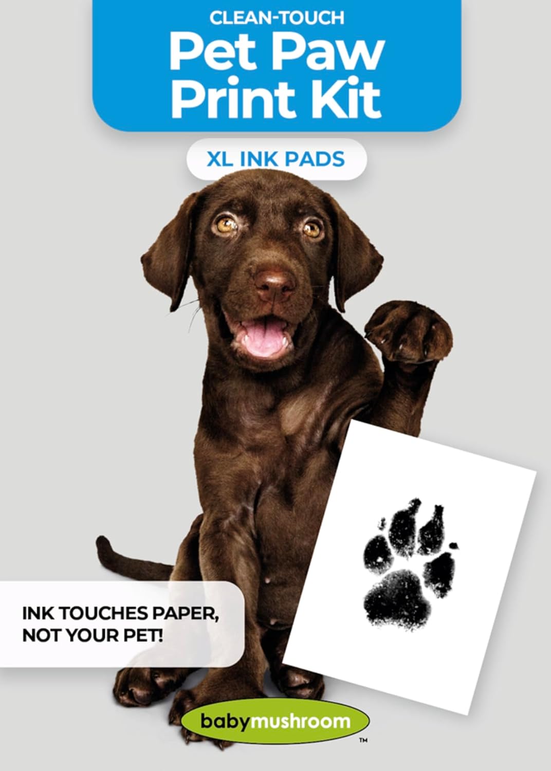Large Inkless Pet Paw Print Kit – Clean-Touch Ink Pads for Dogs & Cats with Frames by Baby Mushroom
