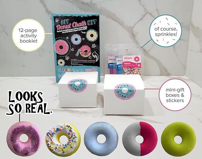 DIY Donut-Shaped Sidewalk Chalk Kit – Make 8+ Colorful Donut Chalks with Silicone Mold