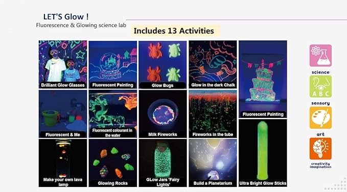 Fluorescence & Glowing Science Lab – Glow-in-the-Dark STEM Experiment Kit for Kids