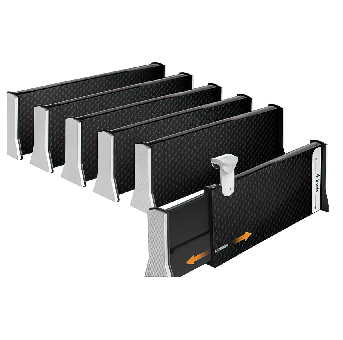 6pk Adjustable Drawer Dividers – 4" High, Expandable Universal Drawer Organizers