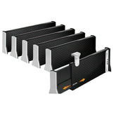 6pk Adjustable Drawer Dividers – 4" High, Expandable Universal Drawer Organizers