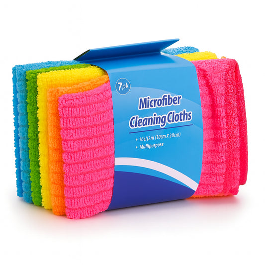 7pk Microfiber Cleaning Cloths – Lint-Free, Scratch-Free, Reusable Cleaning Towels