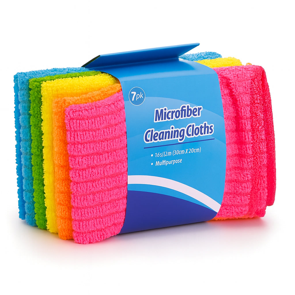 7pk Microfiber Cleaning Cloths – Lint-Free, Scratch-Free, Reusable Cleaning Towels