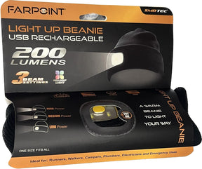 FarPoint USB Rechargeable Light-Up Beanie – 200 Lumen LED Hat