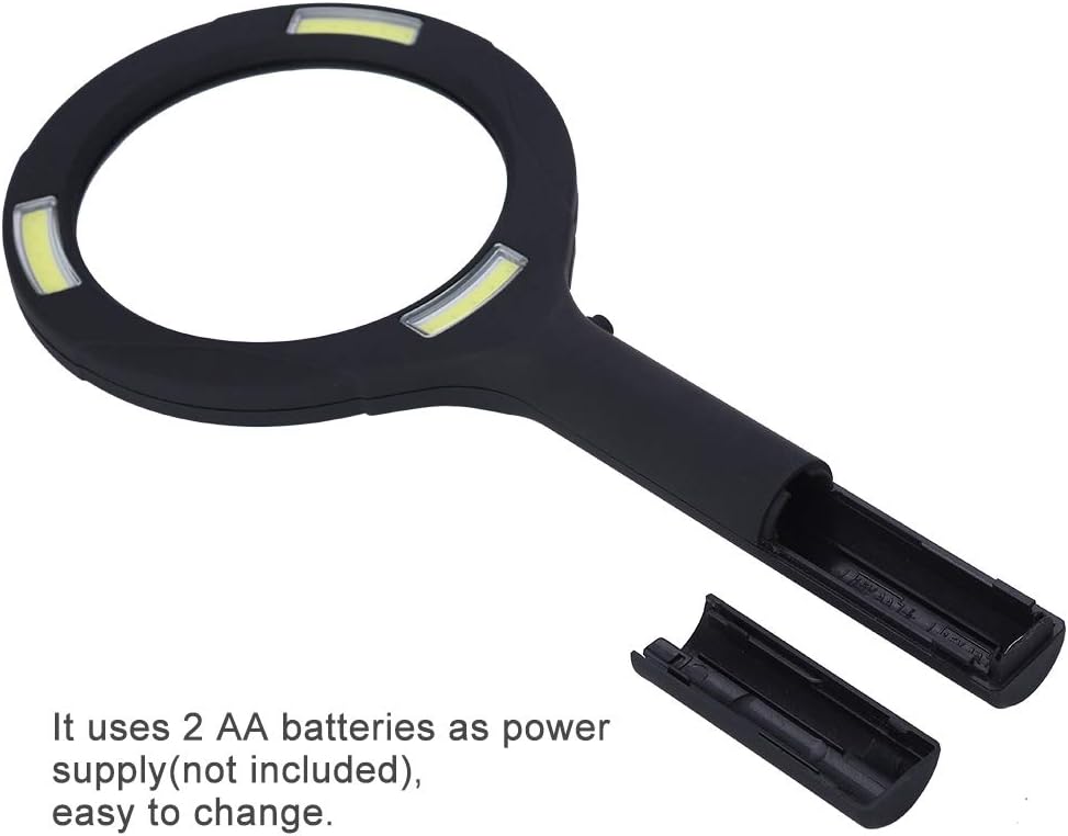 WCI Handheld Magnifying Glass – 3x Lens with 3 LED Lights, Portable 10" Magnifier