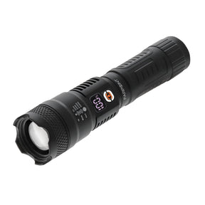 FarPoint Rechargeable Flashlight with Digital Battery Display – USB-C, Slide-Focus Beam