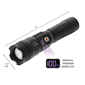 FarPoint Rechargeable Flashlight with Digital Battery Display – USB-C, Slide-Focus Beam