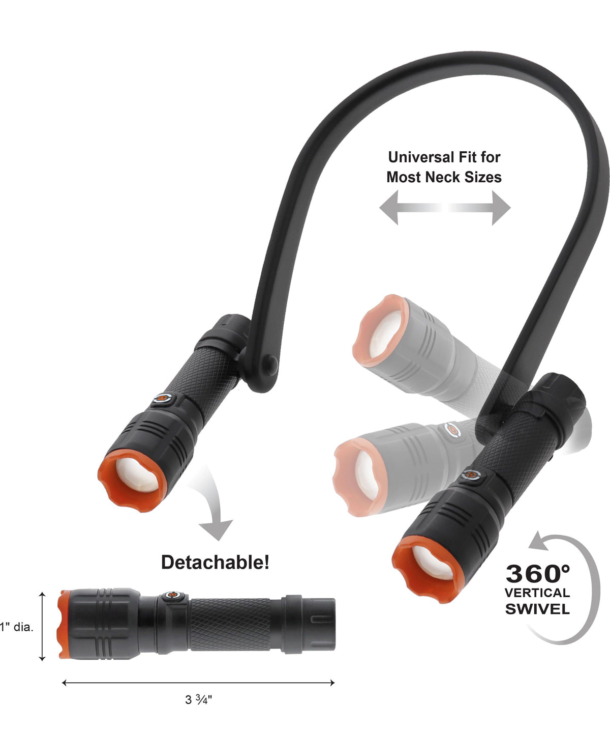 Farpoint Dual Detachable Neck Light & Flashlight – 400 Lumens Rechargeable