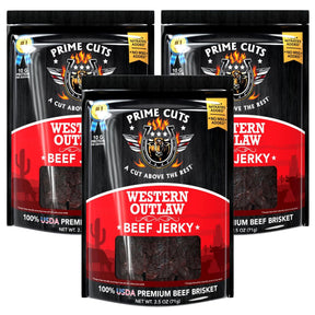 3pk Prime Cuts Beef Jerky 2.5oz Bags – USDA Prime Brisket,  Choose 6 Bold Flavors