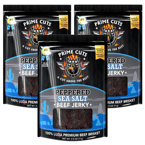 3pk Prime Cuts Beef Jerky 2.5oz Bags – USDA Prime Brisket,  Choose 6 Bold Flavors
