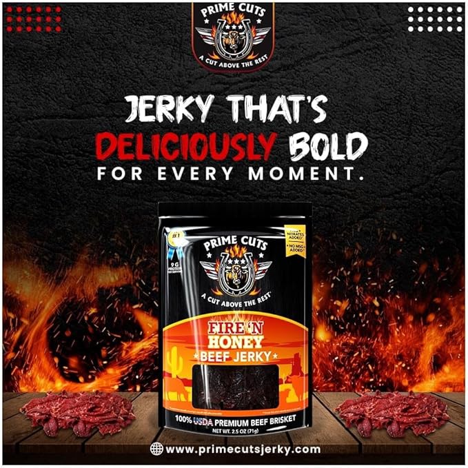 3pk Prime Cuts Beef Jerky 2.5oz Bags – USDA Prime Brisket,  Choose 6 Bold Flavors