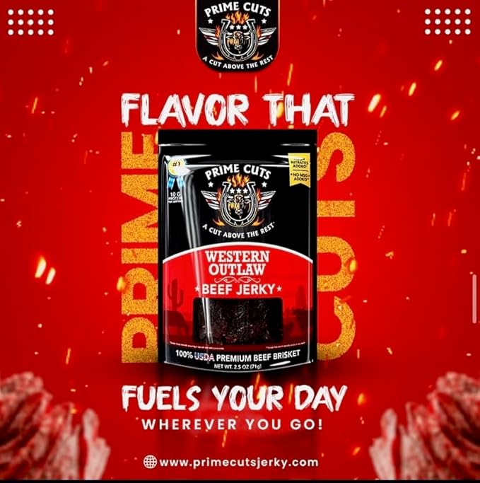 3pk Prime Cuts Beef Jerky 2.5oz Bags – USDA Prime Brisket,  Choose 6 Bold Flavors