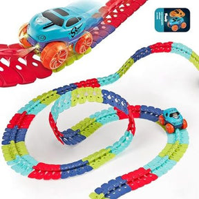 200pc Flexible Changeable Race Track with LED Light-Up Race Cars