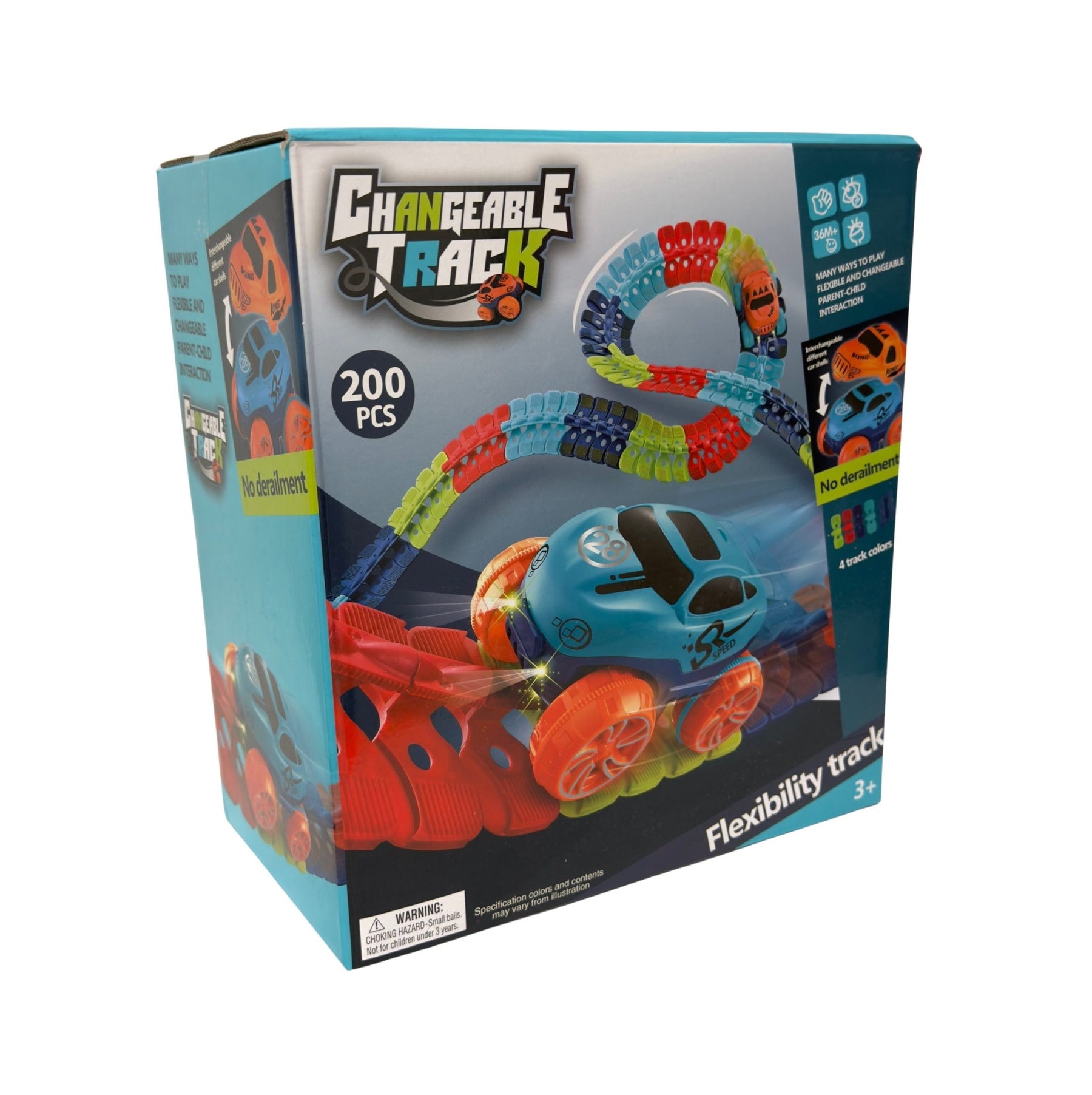 200pc Flexible Changeable Race Track with LED Light-Up Race Cars