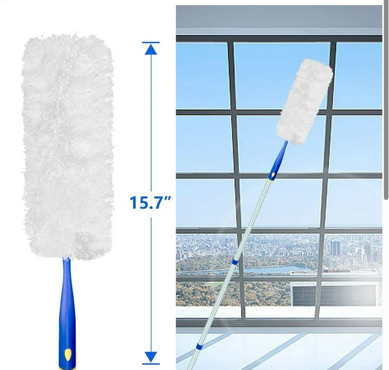 Extendable Microfiber Feather Duster with Bendable Head – Long Handle, Washable