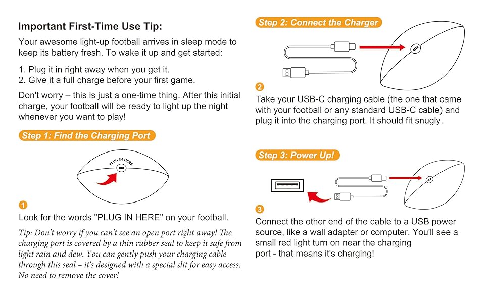 Glow in The Dark LED Football – Waterproof Light Up Rechargeable Football, Pump Included