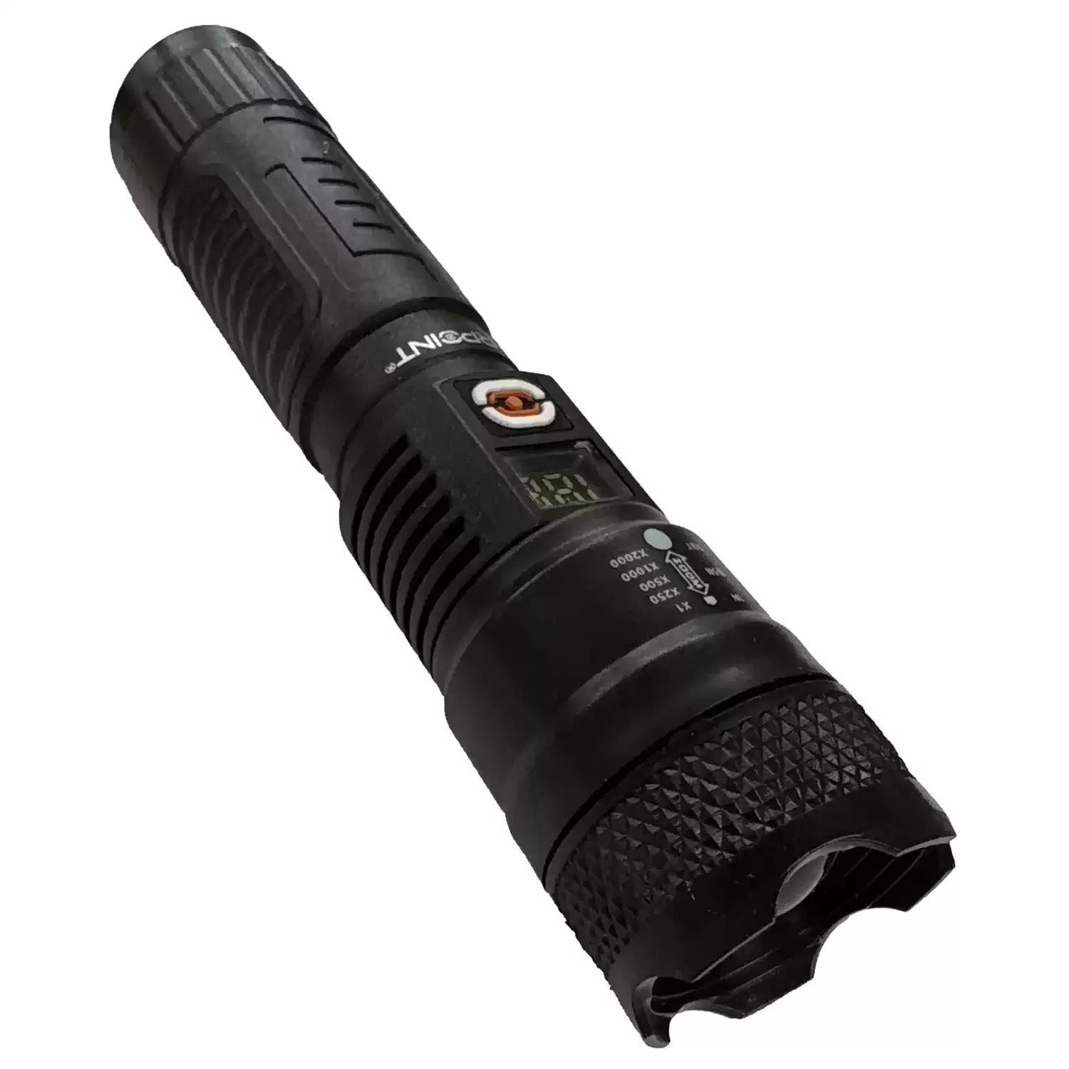 FarPoint Rechargeable Flashlight with Digital Battery Display – USB-C, Slide-Focus Beam