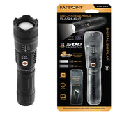 FarPoint Rechargeable Flashlight with Digital Battery Display – USB-C, Slide-Focus Beam