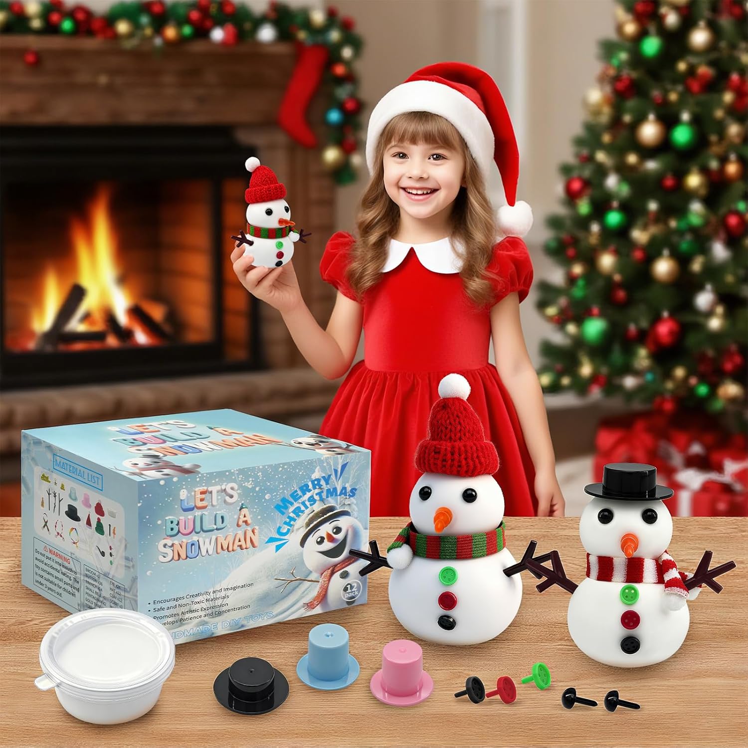 131-Piece DIY Clay Snowman Kit – Holiday Modeling Clay Activity for Kids