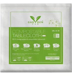 3pk  Garden Pro Compostable Tablecloths – 108″ x 54″, Strong & Durable