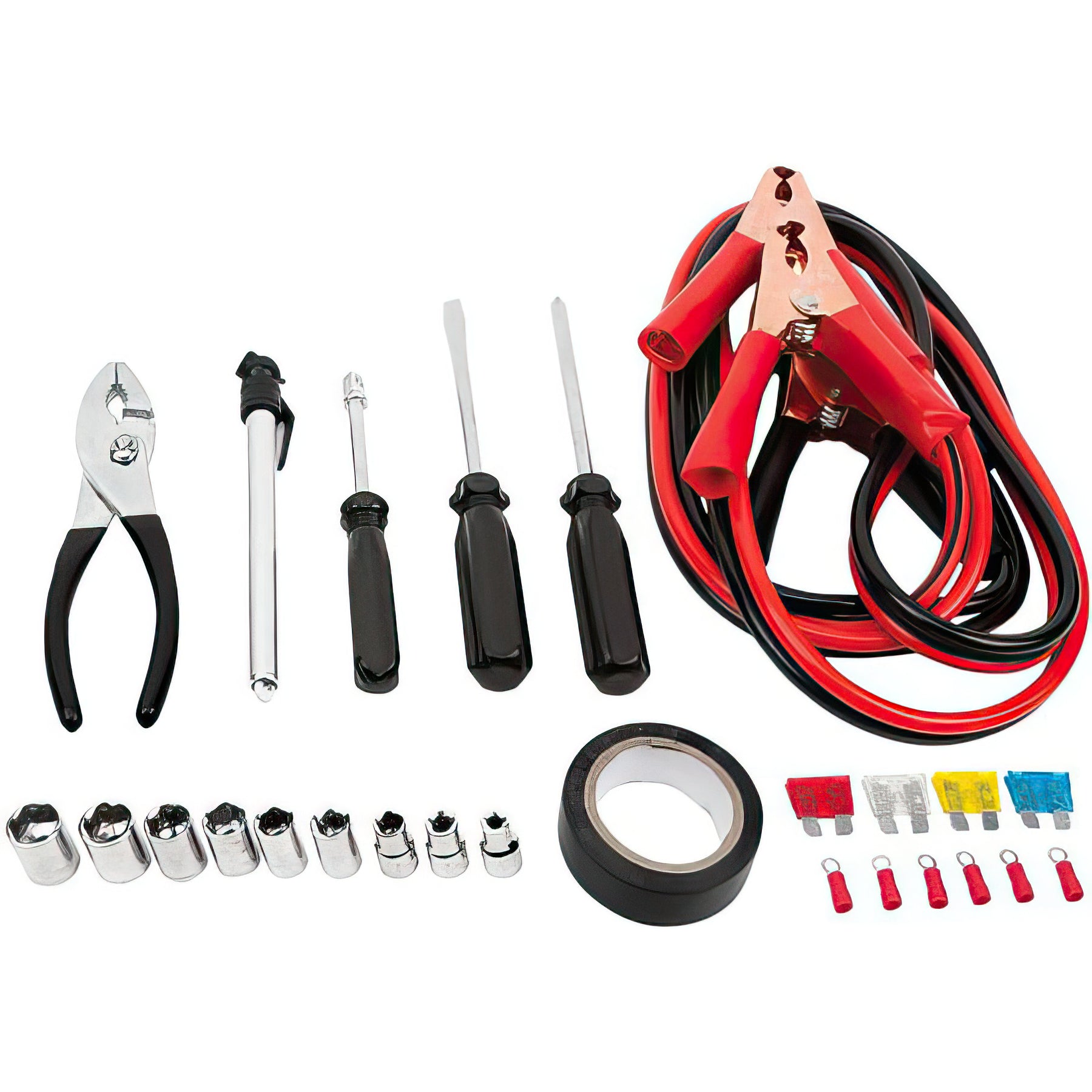 35pc Auto Emergency Tool Kit – Compact Roadside Repair Set with Jumper Cables